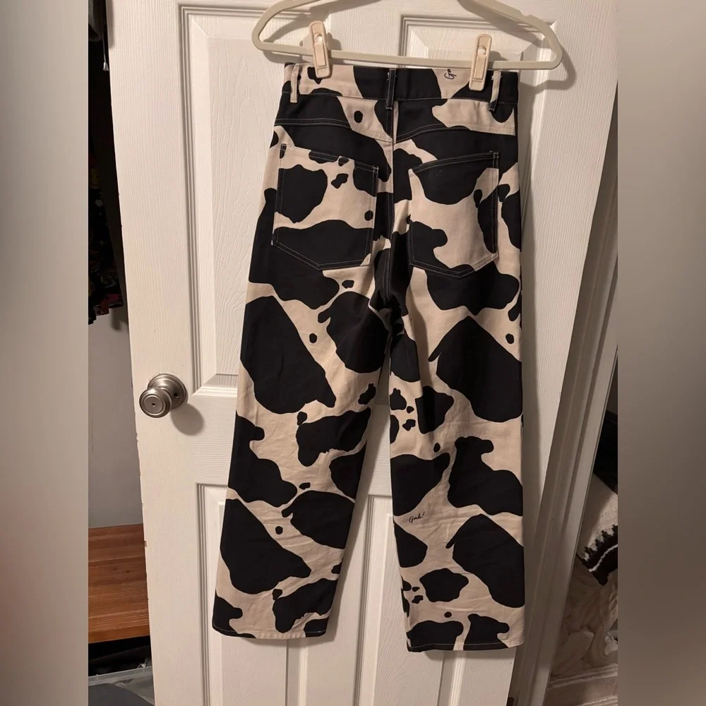 Lisa Says Gah Black and Cream Cow Print Pants - Picture 2 of 3